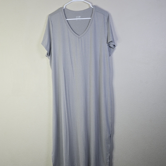 32 Degrees Cool Gray V-Neck Short Sleeve Dress Size XXL NwT - Picture 1 of 7